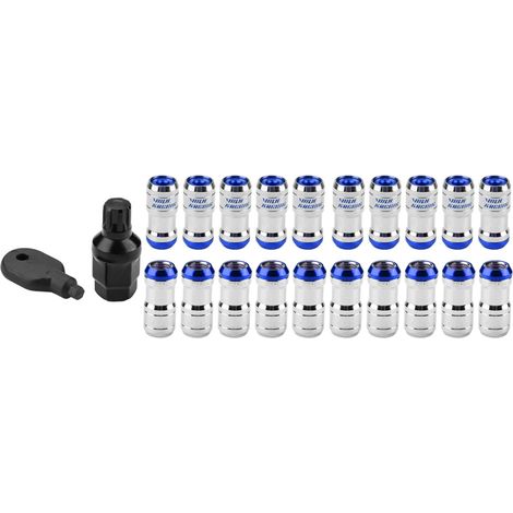 Écrous de roue M12 x P1.5 pour jantes racing, vis en acier bleu, compatible avec la plupart des jantes aftermarket (1/5)