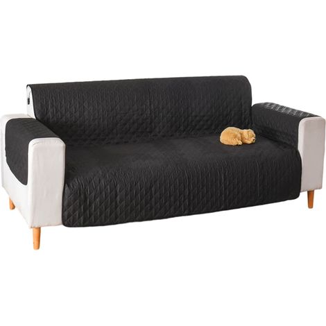 Housse De Canapé - Matelassée Réversible - Pour Canapé 3 Places - 180 Cm - Gris Foncé/Gris Clair - 100 % Polyester - 1 Pièce