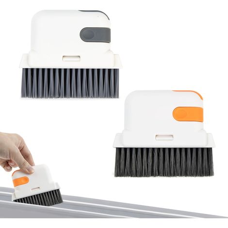 Brosse de Nettoyage Rainure Fenêtre 2 en 1,Outil Multifonction pour Interstices et Rails,Cuisine Salle de Bain,Lot de 2 (1/5)