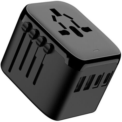 Adaptateur de voyage universel 2000W – 2 ports USB A, 2 ports USB C et 1 prise AC – Charge simultanée de 5 appareils – Compatible 100+ pays - PD20W