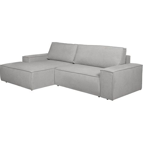 Canapé d'angle gauche convertible en tissu texturé gris AMELIA (1/5)