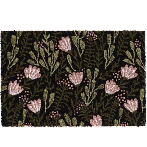 Esschert Desgin Türmatte Vintage Floral Black schwarz 60 x 40 cm - Kokos & PVC
