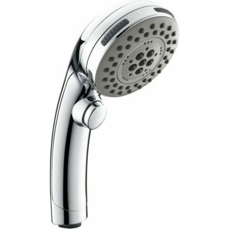 Pommeau de Douche Chromé avec Bouton Stop Douchette à Main 5 Jets au Choix Pomme de Douche Picots Anticalaire Type Universel (1/3)
