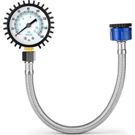 Water Pressure Gauge 0-11 bar/0-160 PSI 2" Dial Stainless Steel Water Supply Pressure Test Gauge with Hose Connector (1/5)