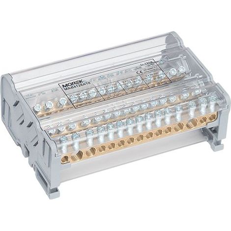 Répartiteur modulaire 4P Moblock 125A - 15 départs - 2x35 + 2x25 + 11x6mm² - MOREK