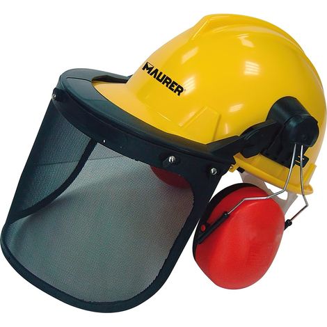 Casco con visiera, visiera in rete e protezione dell'udito