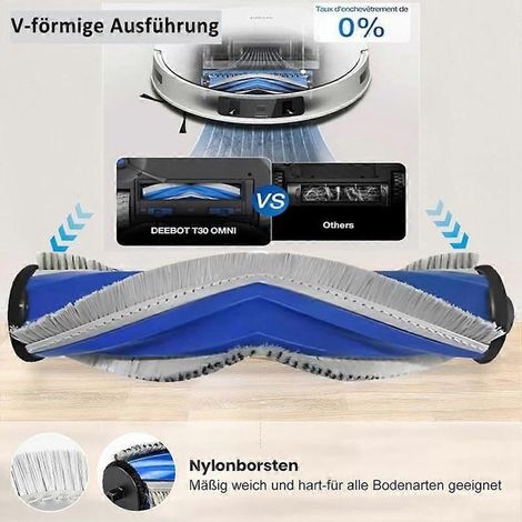 Pour aspirateur robot Ecovacs Deebot T30S / T30S PRO : brosse principale latérale, filtre HEPA, lingette de nettoyage et sacs à poussière (1/5)