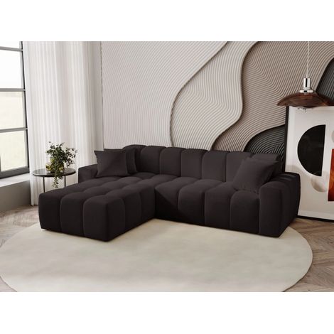 Canapé D'angle Méridienne Gauche Colombo Tissu Velours Noir (1/5)