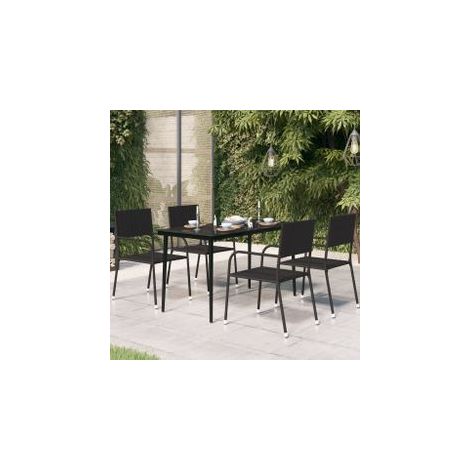 Table à dîner de jardin Noir 140x70x74 Acier et verre (1/5)