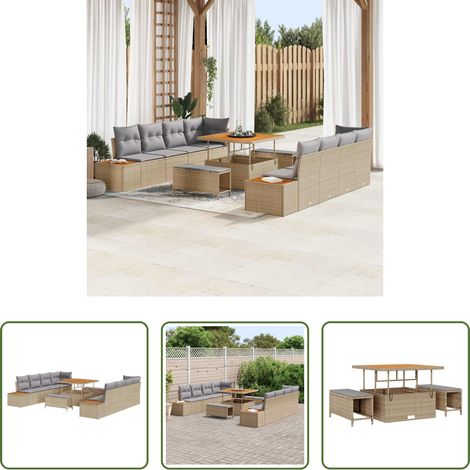 Poly-Rattan - Gartensofa-set 11 pcs Beige Poly-Rattan (1/5)