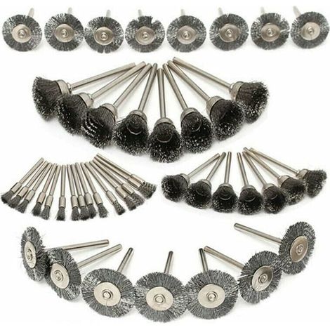 45Pcs Jeu De Brosses Métalliques En Acier Inoxydable 10/15/25 Mm Avec Tige 1/8 Pour Le Polissage (1/4)