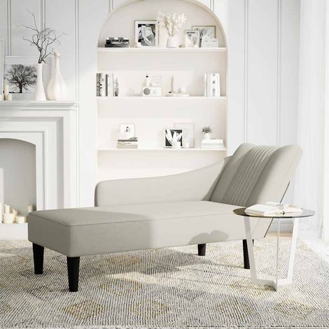 Fauteuil relax Fauteuil long avec accoudoir droit crème velours (1/5)