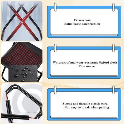 Taburete plegable para camping,mini taburete plegable portátil,reposapiés de jardín,taburete de camping,taburete plegable ligero,negro (1/4)