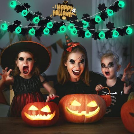 Halloween Guirlande Lumineuse, 3M 20LEDs Guirlande Halloween Globe Oculaire Pile,Halloween Intérieur et Extérieur Jardin Lumineuse (1/5)