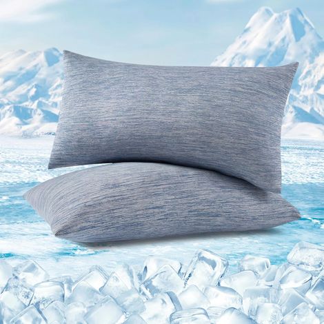 WOLTU 2 Pezzi Coppia Federe Copricuscino Rinfrescanti  in Lavatrice con Zip – Protezione e Comfort 40x80cm Blu