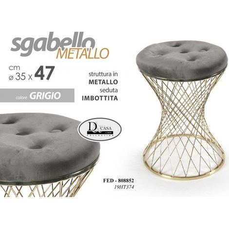 2x Trendy Hocker grau mit goldener Struktur cm 35 x 47 h
