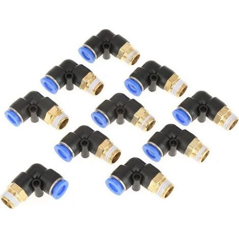 10 pièces coude pneumatique connecteur rapide raccords d'air adaptateur 8mm diamètre filetage G1/4 ensemble (1/4)