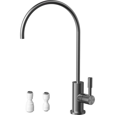 Robinet Cuisine Pour L'eau Potable, Robinet Pour L'osmose Inverse Ou Le Système De Filtrage D'eau, Robinet D'Évier De Cuisine En Acier Inoxydable, Sans Plomb, Pivotant À 360°, Anthracite (1/5)
