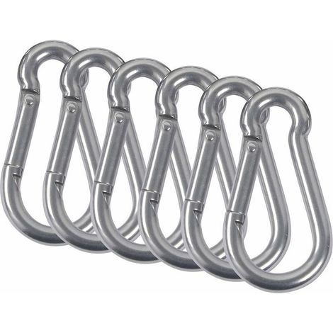 mosquetones de acero inoxidable 304, mosquetón de bombero con resorte y gancho de fijación para camping, senderismo, hamaca, columpio, M8