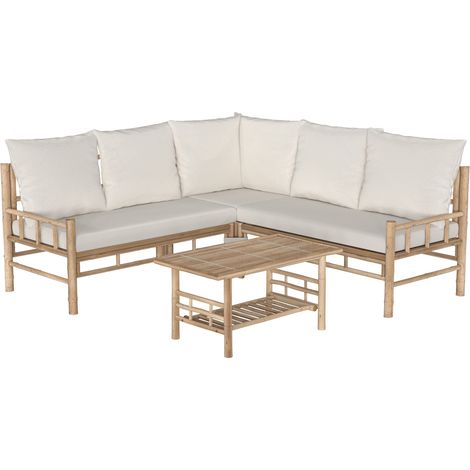 Conjunto de jardín Vadella para 4 personas en bambú