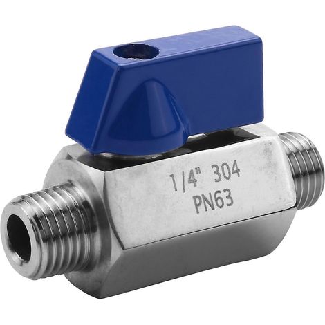 Vanne à bille en acier inoxydable - Mini vanne à bille mâle à filetage NPT 1/4 pouce (1/4 pouce mâle-mâle) (1/5)