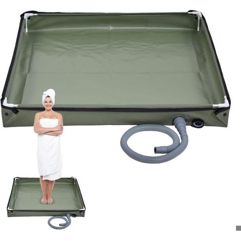 Base De Douche Pliable pour Camping, Bac De Douche Portable avec Tuyau De Drainage Accessoires De Camping pour Plage, Extérieur (1/5)