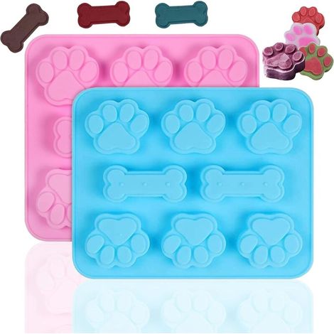 Lot de 2 moules à glaçons en silicone en forme de chien pour chocolat, gelée, biscuits et bonbons - Moules à pâtisserie et à chocolat réutilisables (1/5)