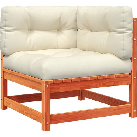 Canapé d'angle de jardin Divan de jardin coussins cire marron bois pin massif (1/5)