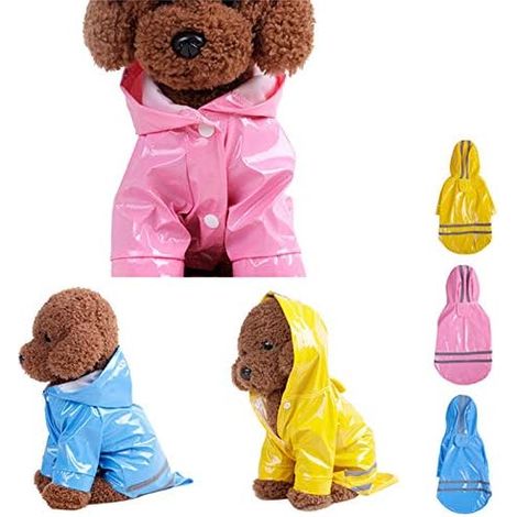 Imperméable pour chien avec capuche et doublure réfléchissante en PU. (1/5)
