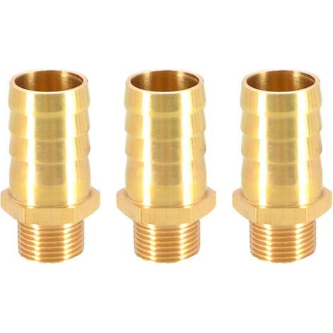 Lot de 3 raccords de tuyau cannelés en laiton 19 mm vers mâle BSP fileté adaptateur de tuyau (1/3)