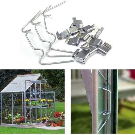 Clips W - Fixation Pour Panneaux De Verre De Serre - Acier Inoxydable - Lot De 100 Pièces (1/4)
