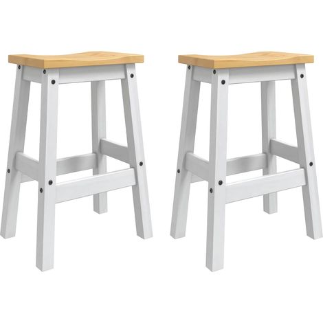 Barhocker 2 pcs Weiß und Honigwachs 44 x 30 x 63 cm VidaXL