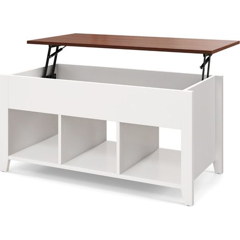 Tavolino con piano sollevabile 105 x 52 x 63 cm vano portaoggetti nascosto stile moderno truciolato bianco 200019512