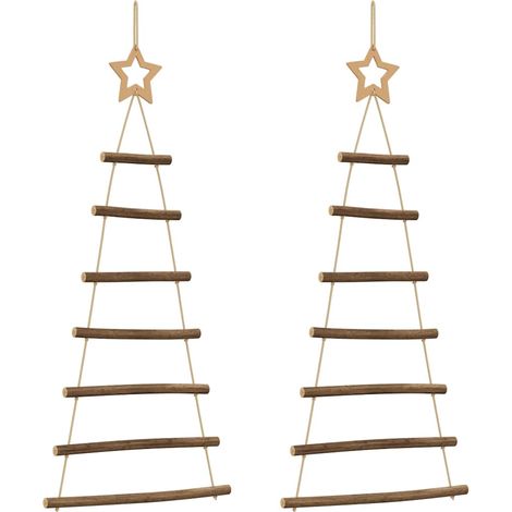 Alberi di Natale  Albero natalizio  Albero festivo sospesi con stelle in alto 2 pz 42x90 cm Ramo naturale (1/5)