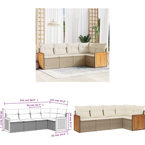 5-tlg. Garten-Sofagarnitur mit Kissen Beige Poly Rattan - Gartenmöbel - Rattan Möbel - Lounge Set - Esszimmergarnitur - Terrassenmöbel - Home & Living (1/3)