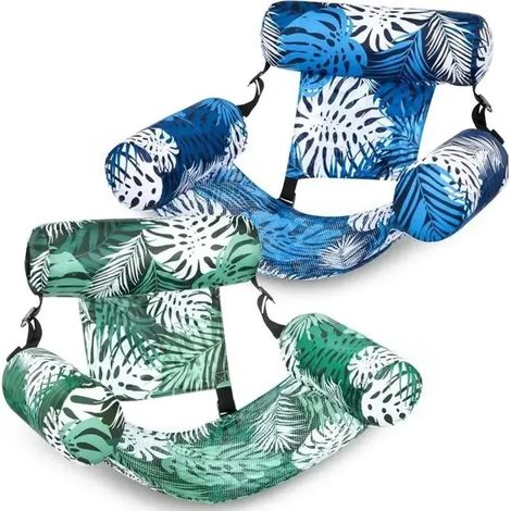 Ensemble de 2 chaises longues gonflables pour adultes, idéales pour la piscine, la plage, le lac, les fêtes d'été et comme accessoires aquatiques. (1/5)