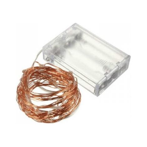 Stringa Led Giallo Arancione Filo Rame Copper Wire String 10 Metri 100 Led IP67 Cielo Stellato Per Decorazione Festa Nozze Addobbi Natalizi Alimentata a Pile