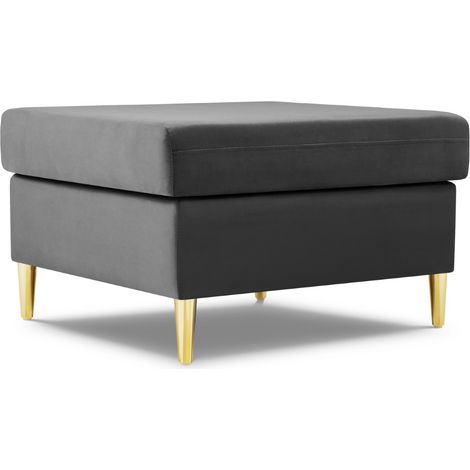 Pouf en velours gris clair (1/4)