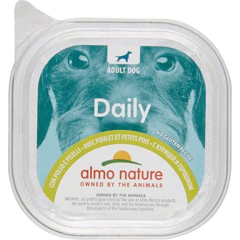 alimento umido per cani almo nature "daily" con pollo e piselli 100 gr