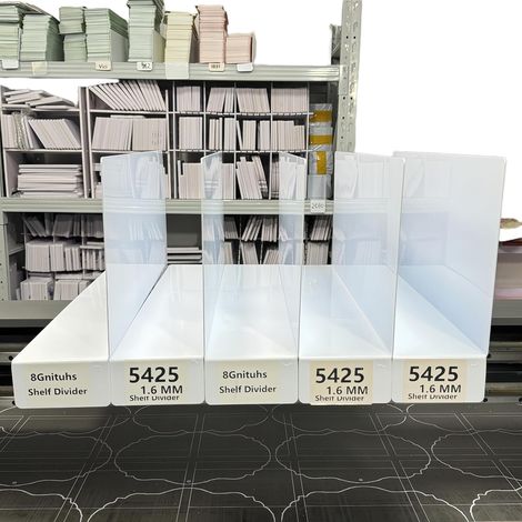 Lot de 20 séparateurs d'étagères en Plastique, 54 x 25 cm, 1,6 mm, faciles à Installer et réglables, pour étagères, armoires, entrepôts, cloisons, Porte-étiquettes (1/5)