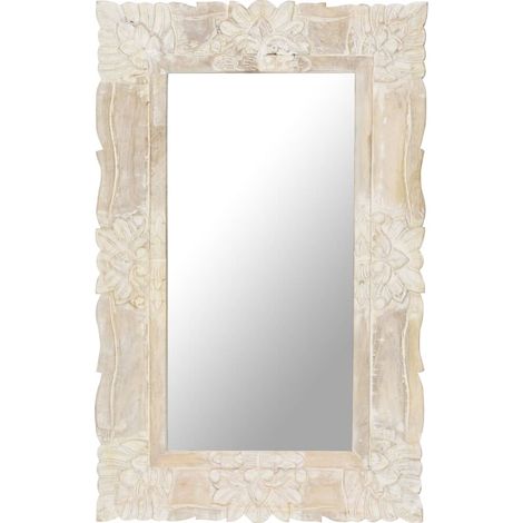 Spiegel Weiß 80x50 cm Mango Massivholz