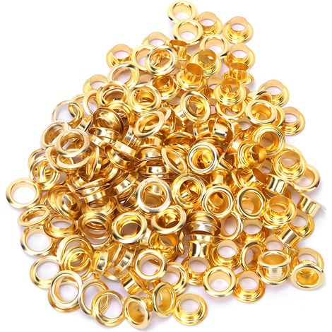100 rivets creux double face en laiton (doré) de 6 mm, adaptés aux vêtements, sacs, ceintures et chaussures.