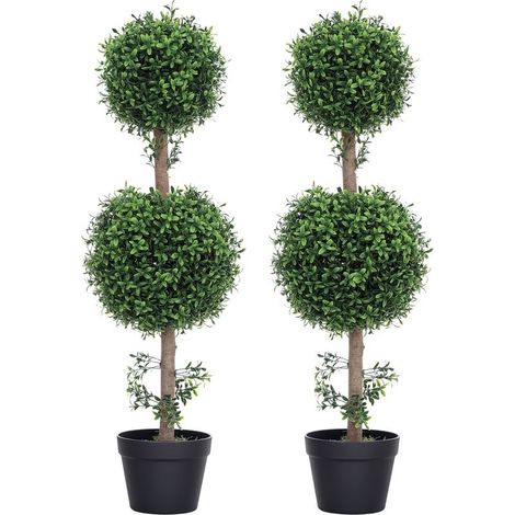 Set of 2 plants artificial, boxwood artificial, protection UV, with pot, wheels (1/5)
