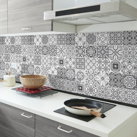 Sticker Mural Carrelage adhésif Cuisine Salle de Bain - 30 STICKERS CARREAUX DE CIMENT AZULEJOS CELINETINA - 30stickers15x15cm (1/5)