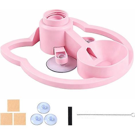 Gamelle d'eau anti-déversement pour chat, distributeur d'eau à gravité de 500 ml avec ventouses puissantes, idéale pour les chats d'intérieur (rose). (1/5)