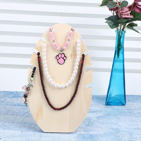 Wooden Jewelry Display Stand for Necklaces and Bracelets, Large Capacity with Back Support, Elegant Home Decoration, Wooden Storage Rack (1/5)