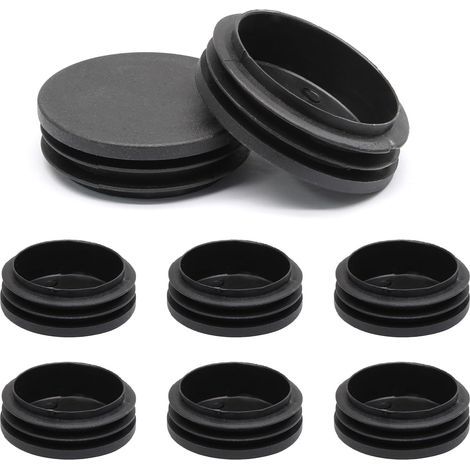 Lot de 8 embouts tubulaires ronds, bouchons de poteau de clôture, embouts de tube en plastique noir, bouchons de tuyau, noir (1/5)