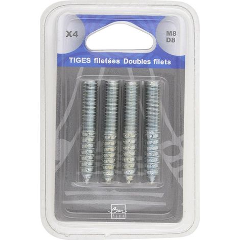 AUTRES Lot de 4 vis double filet BAR PLUS, M8 x 50 mm (1/2)