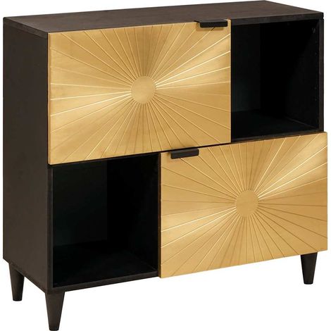 Armario auxiliar con estante Negro y dorado 80 x 33,5 x 75 cm vidaXL