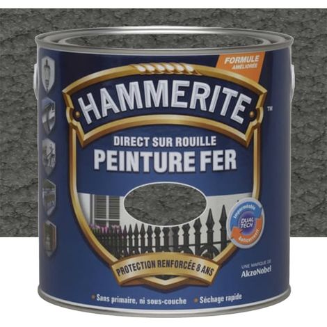 Peinture Fer Hammerite Direct sur Rouille Martelé Gris Ardoise 2,5 L (1/3)